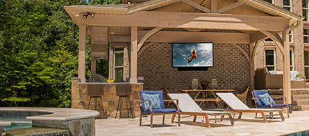 Sound and video equipment and installation for your outdoor patio, pool and living space.